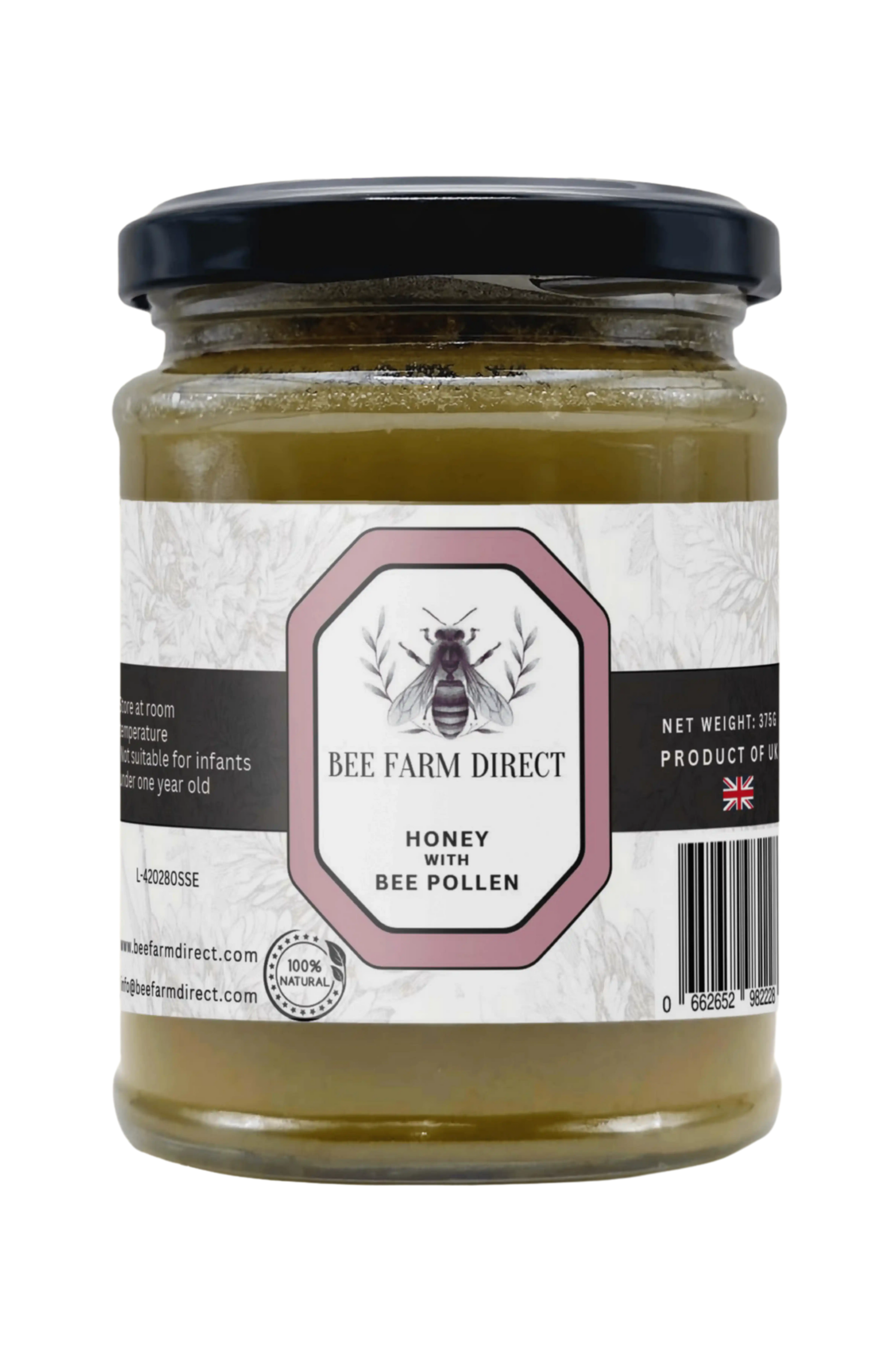 Honey with Bee Pollen 375g – BEE FARM DIRECT